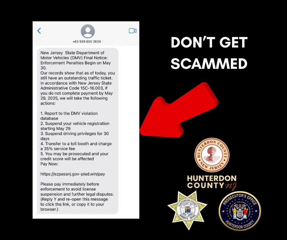 Hunterdon County officials warn of scam texts posing as DMV messages ...