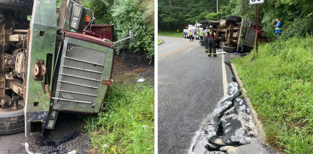 Overturned dump truck causes oil spill in Washington Township, Morris ...