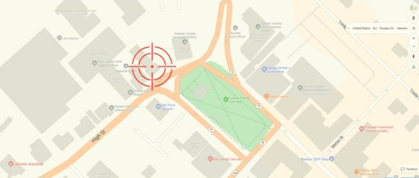 (The bullseye is location of the work)